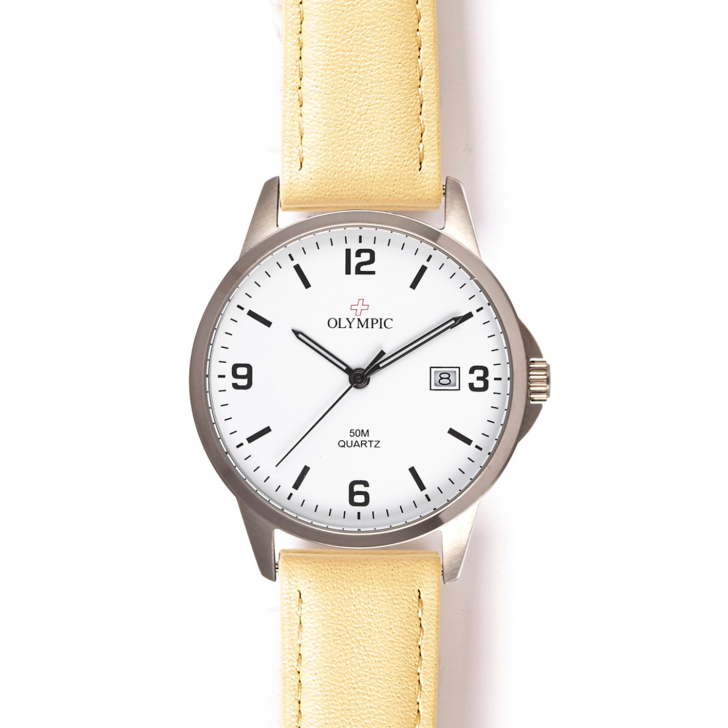 Olympic Titanium - White Dial with Apricot Leather