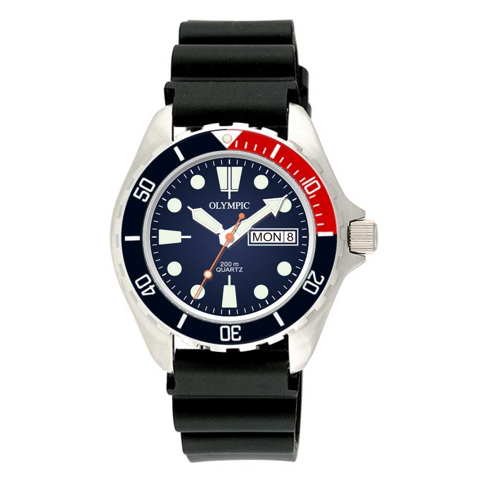 Classic Gents Dive Watch - 200m - Blue/Red