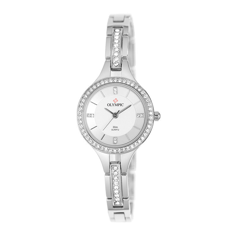 Olympic Ladies - Stone Set Halo Watch - Steel