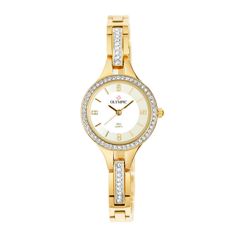 Olympic Ladies - Stone Set Halo Watch - Gold