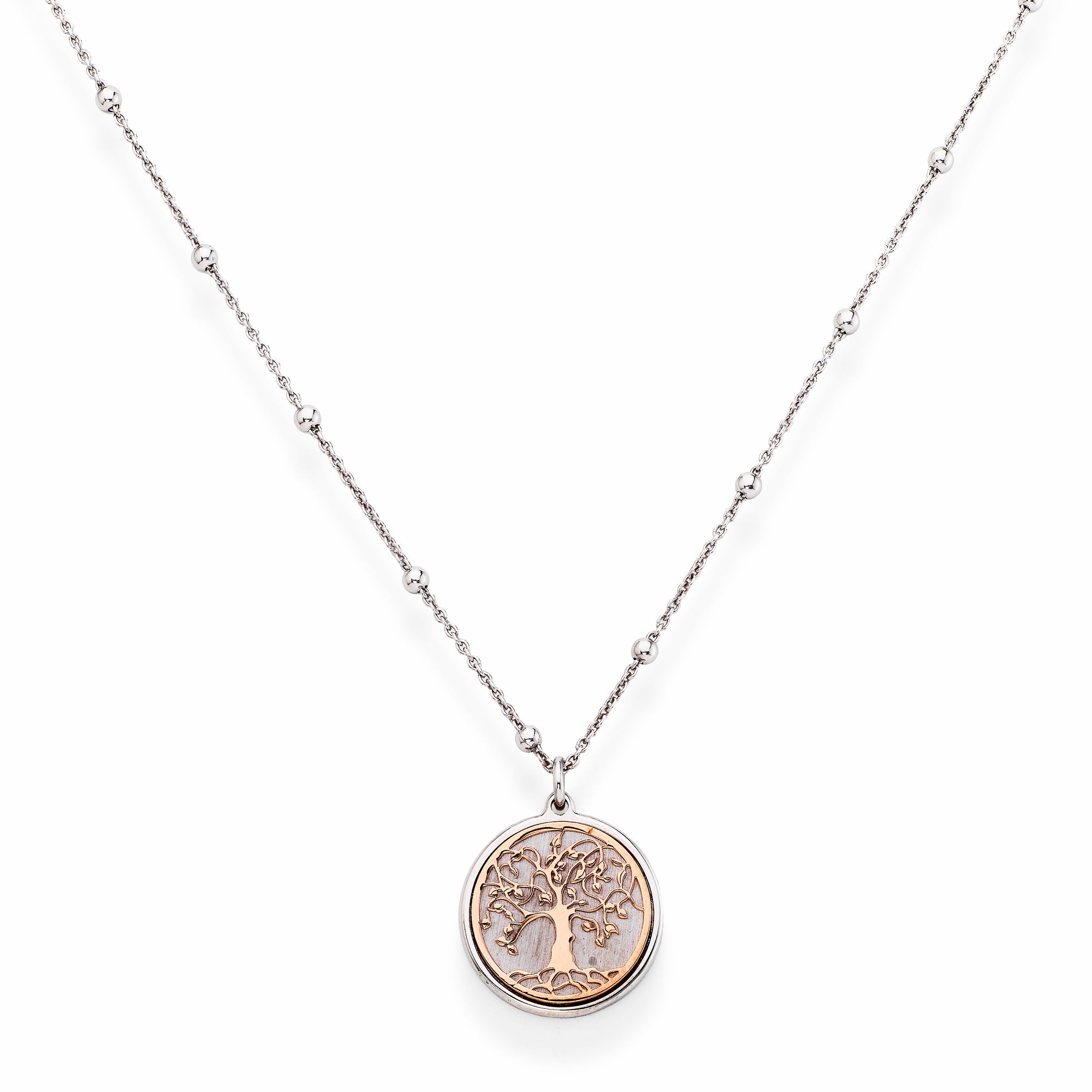 Amen Tree Of Life Necklace - Silver & Rose