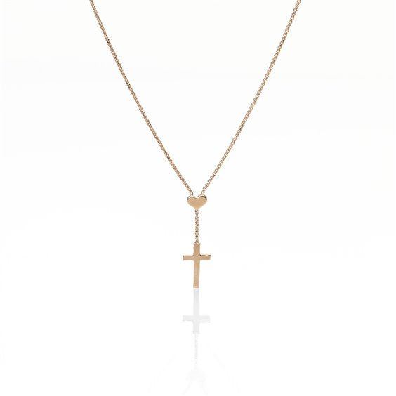 Amen Cross & Heart Necklace - Rose