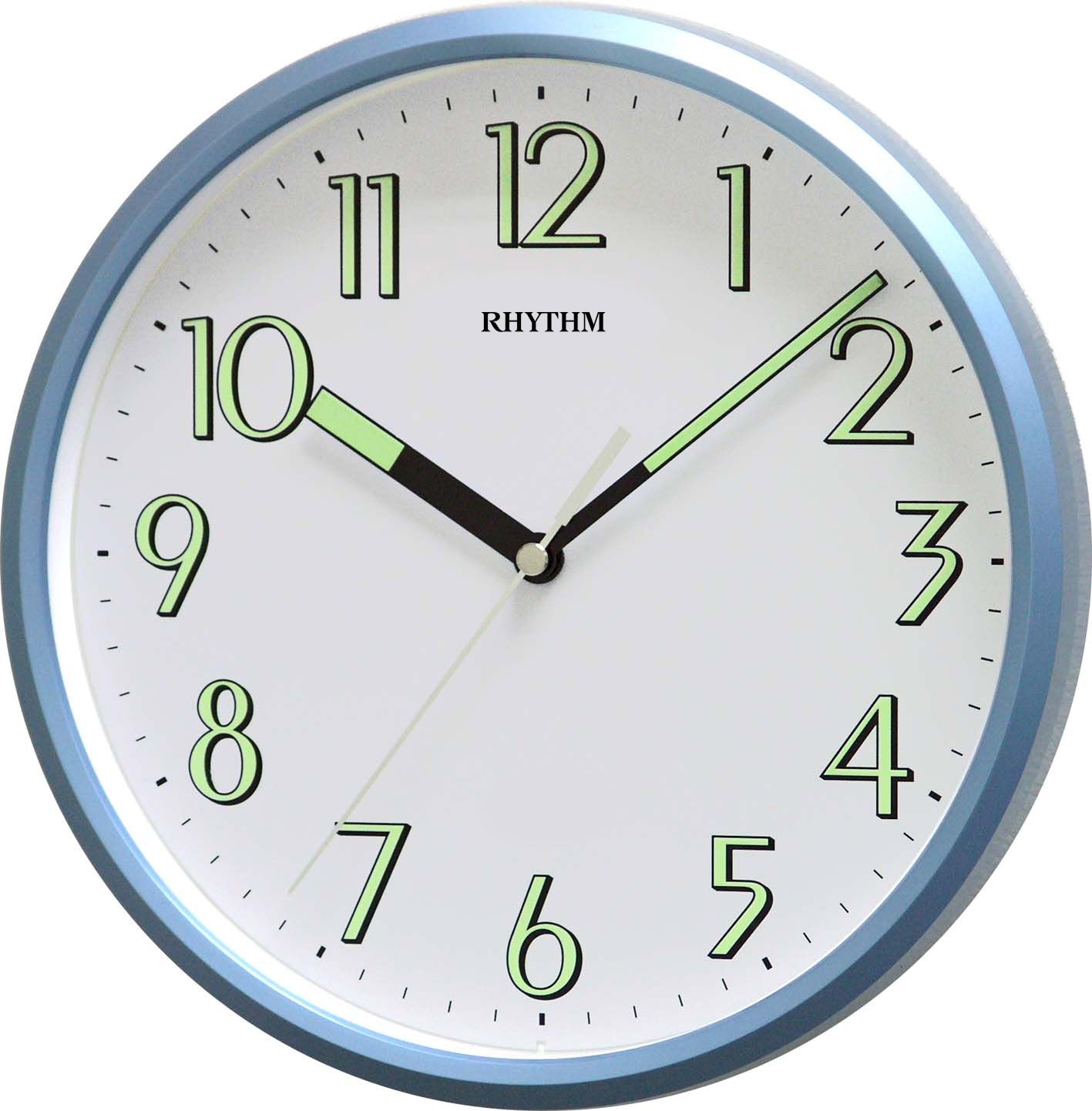 Rhythm Wall Clock 24cm – Super Luminous Blue