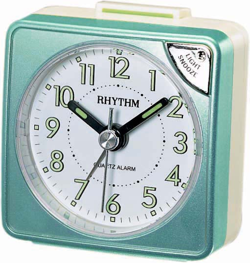 Rhythm Travel Alarm Clock - Pearl Green