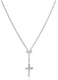 Amen Cross & Heart Necklace - Silver