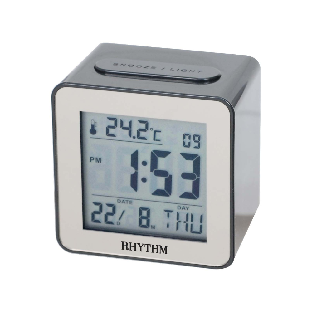 Rhythm LCD Alarm Clock – Calendar & Thermometer
