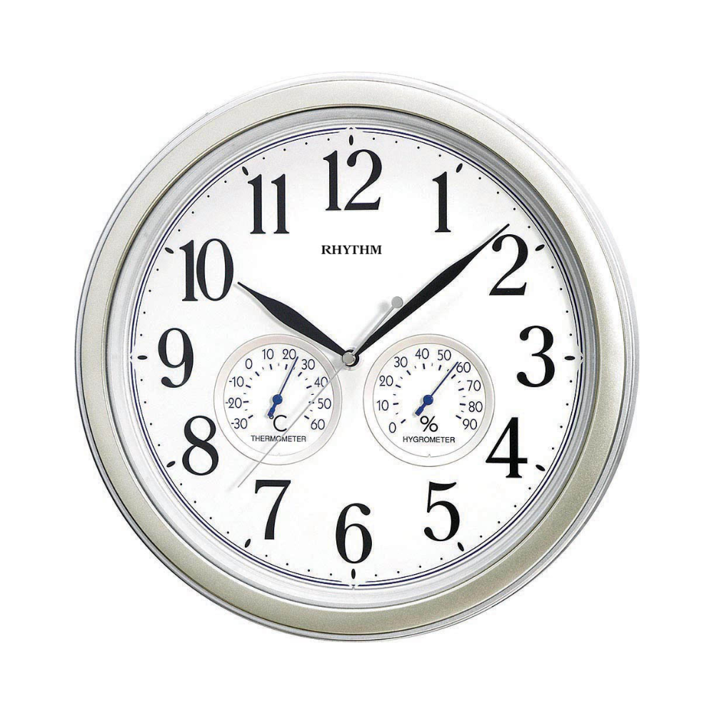 Rhythm Wall Clock 33cm – Thermometer & Hygrometer