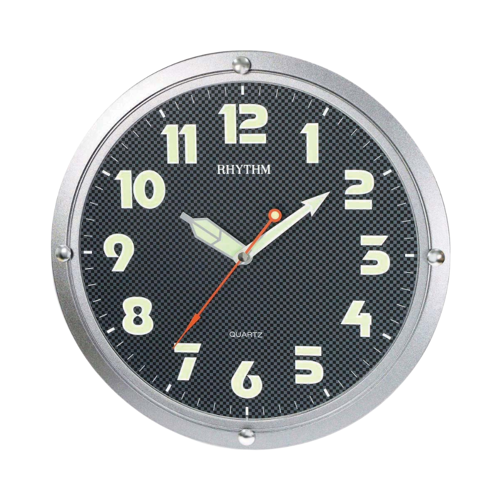 Rhythm Wall Clock 30.6cm – Super Luminous Dial Black