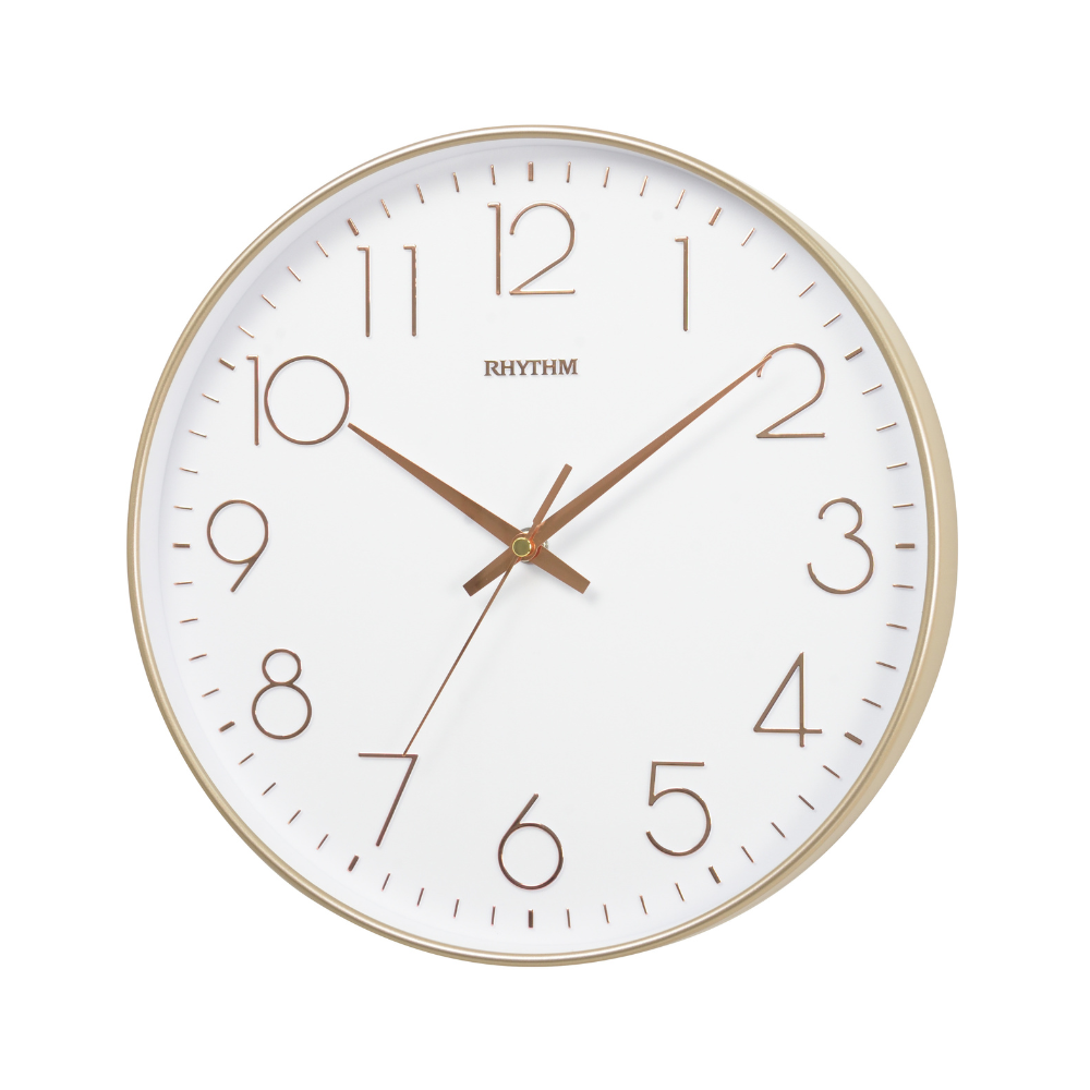 Rhythm Wall Clock 30.5cm – Gold 3D Numerals