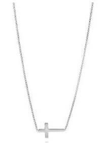 Amen Side Cross Necklace - Silver