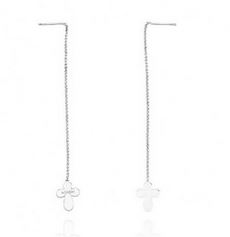 Amen Thread Cross Earrings - Silver