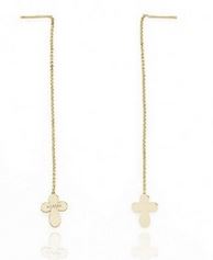 Amen Thread Cross Earrings - Gold